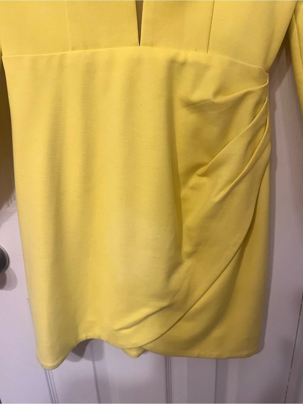 Elliatt Yellow Long Sleeve Mini Dress Size Small | Shoulder Pads & Wrap Skirt